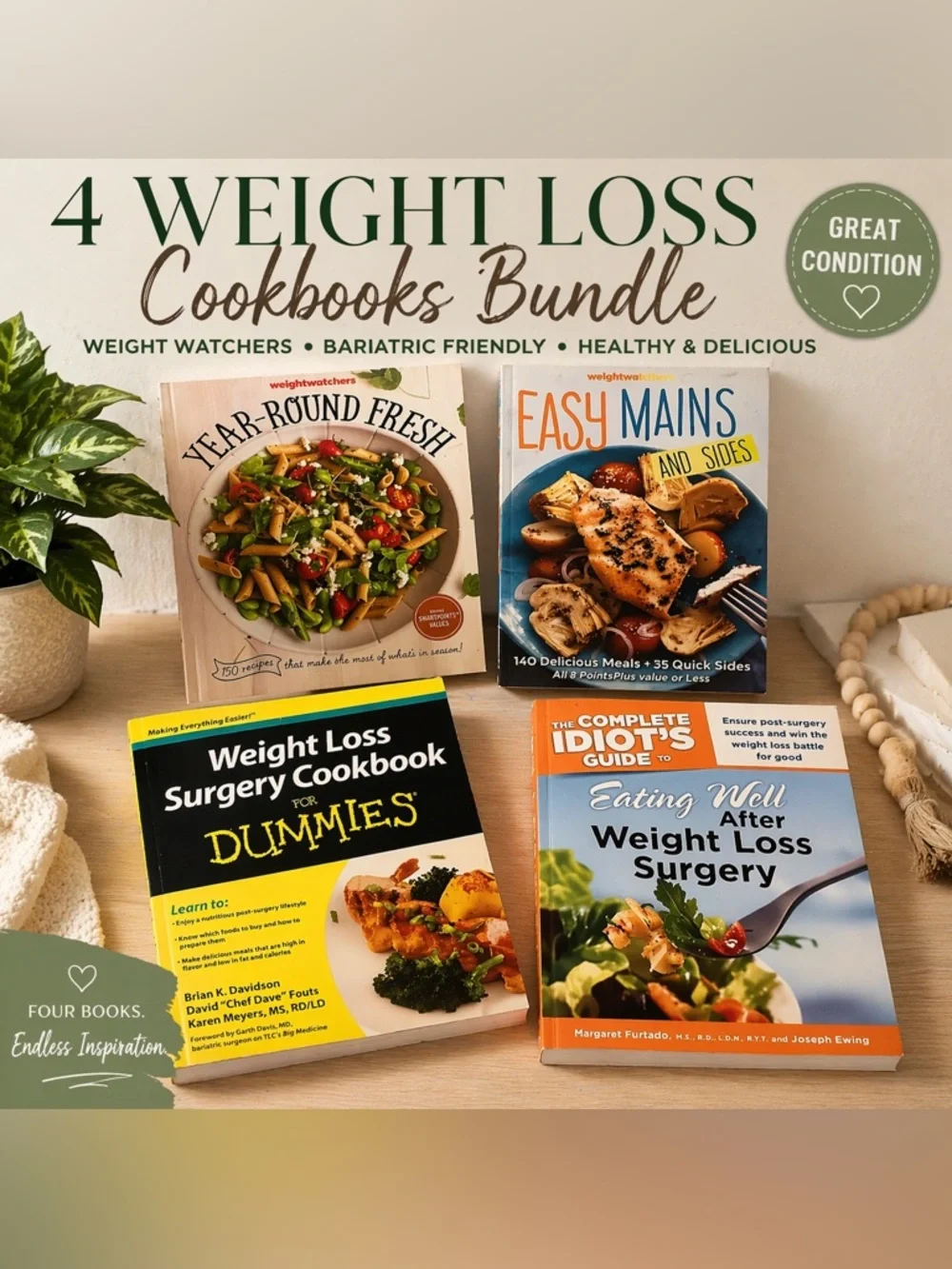 Weight Loss Cookbook Bundle 4 Books Weight Watchers & Bariatric Friendly Meals